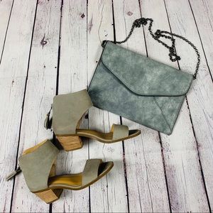 Lucky brand leather stacked heel sandal